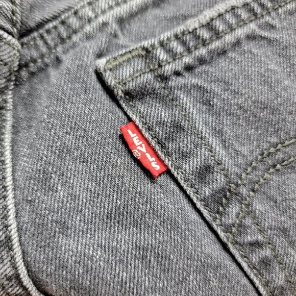 Levi's 501 Skinny in Black Stick Rigid Non-Stretch Denim Jeans Raw Hem 28x24 - Picture 3 of 4